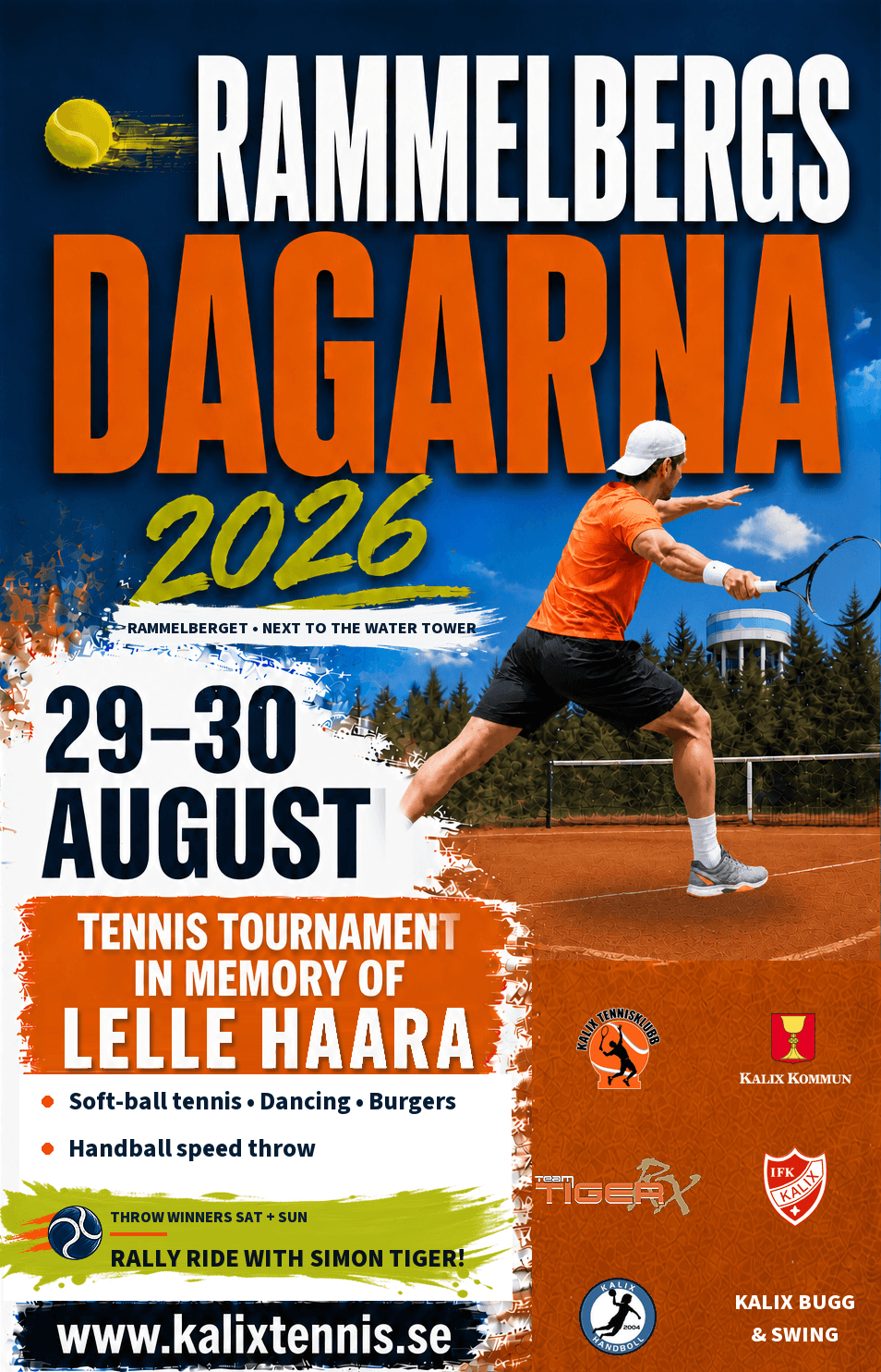 Poster for Rammelbergsdagarna and the tennis tournament in memory of Lelle Haara