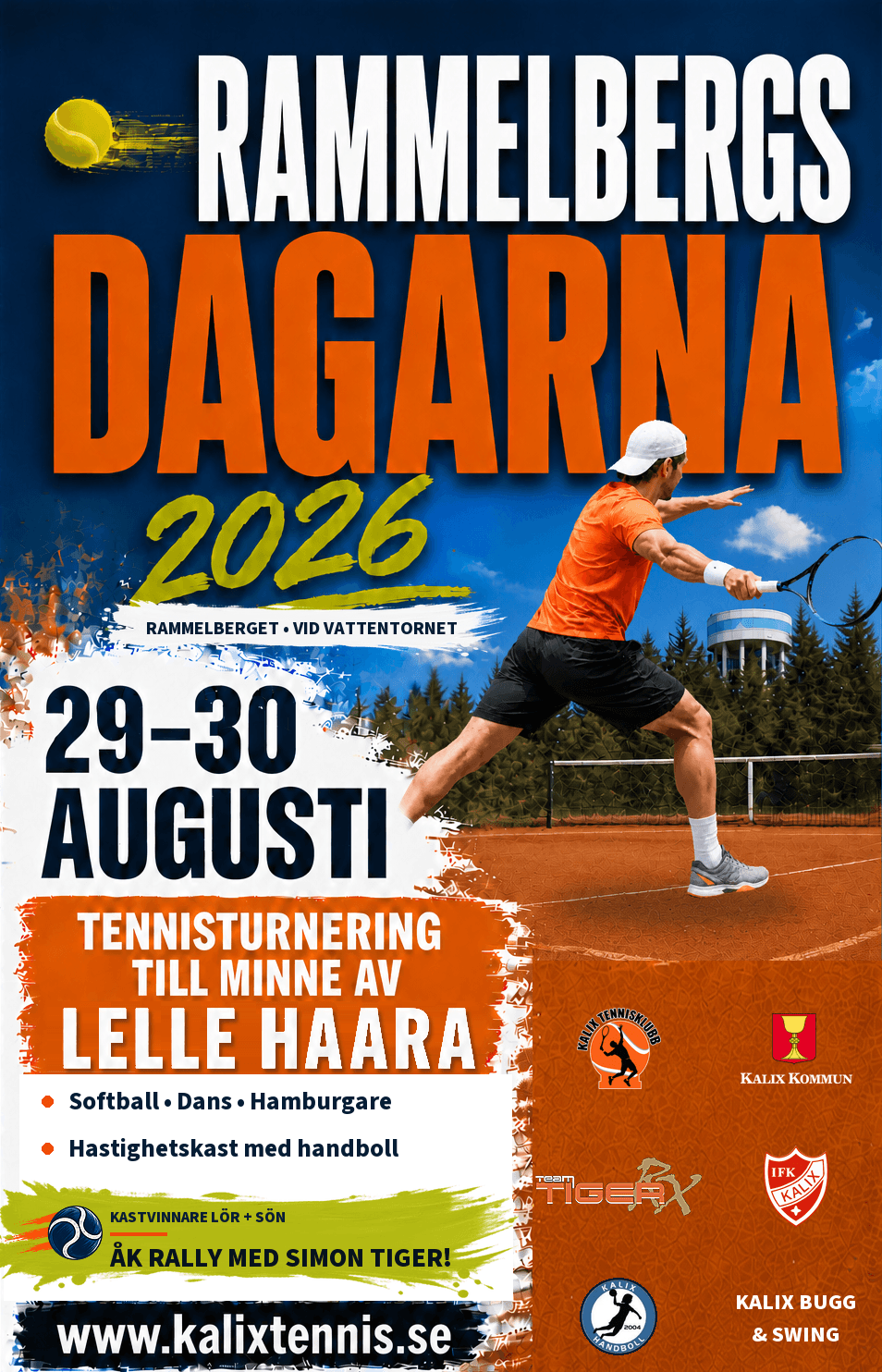 Affisch för Rammelbergsdagarna och tennisturneringen till minne av Lelle Haara